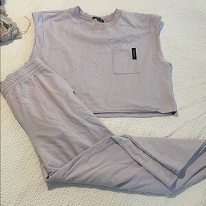 Vans Sleeveless Crop Pocket Top & Jogger Set in Light Lavender